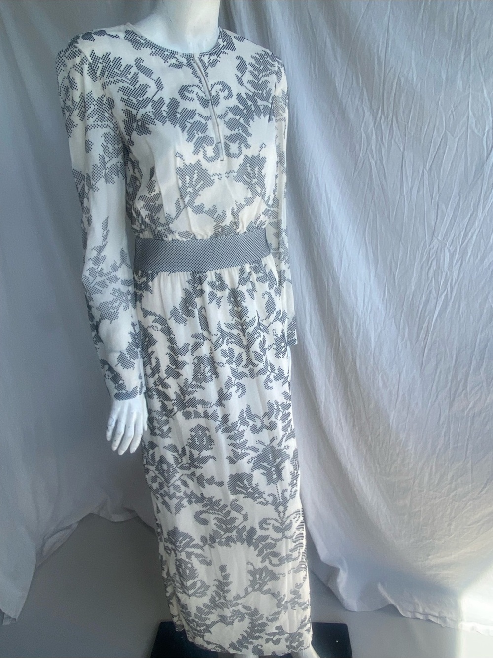 Tory Burch Silk Midi Dress Neutral Quiet Luxury Long Sleeve 6